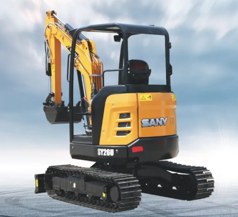 三一SY26U微型挖掘机参数详解：整机重量2850kg，斗容0.07m³，功率15.4kW